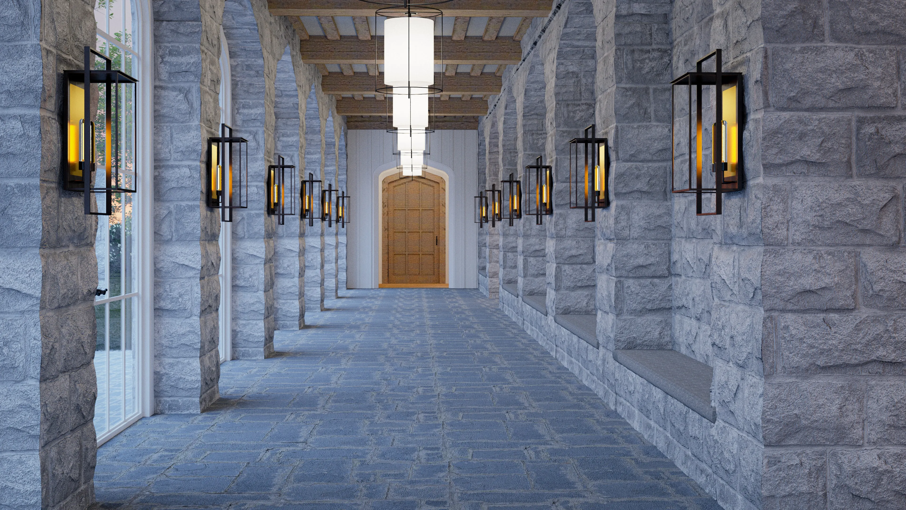 Revivalist Library Hallway Perspective